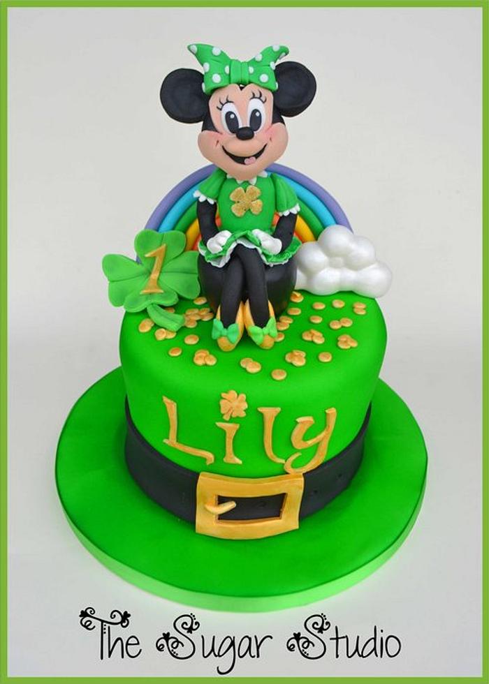 Minnie Mouse St Patrick's day themed cake 