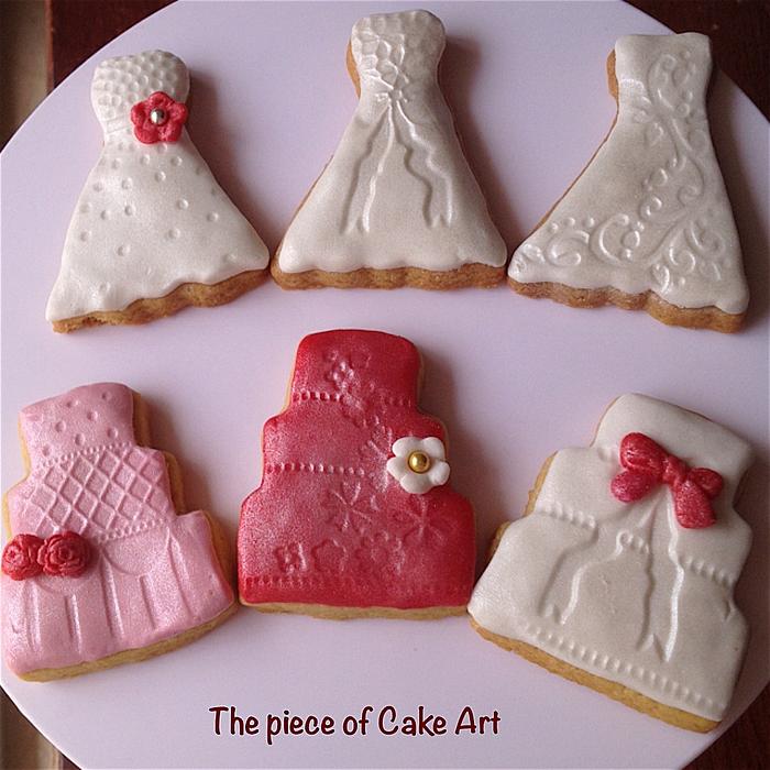 Sugar cookies wedding cake and dress 