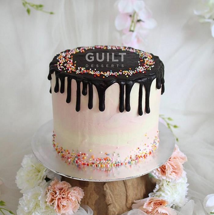 Pink Sprinkles Drip Cake