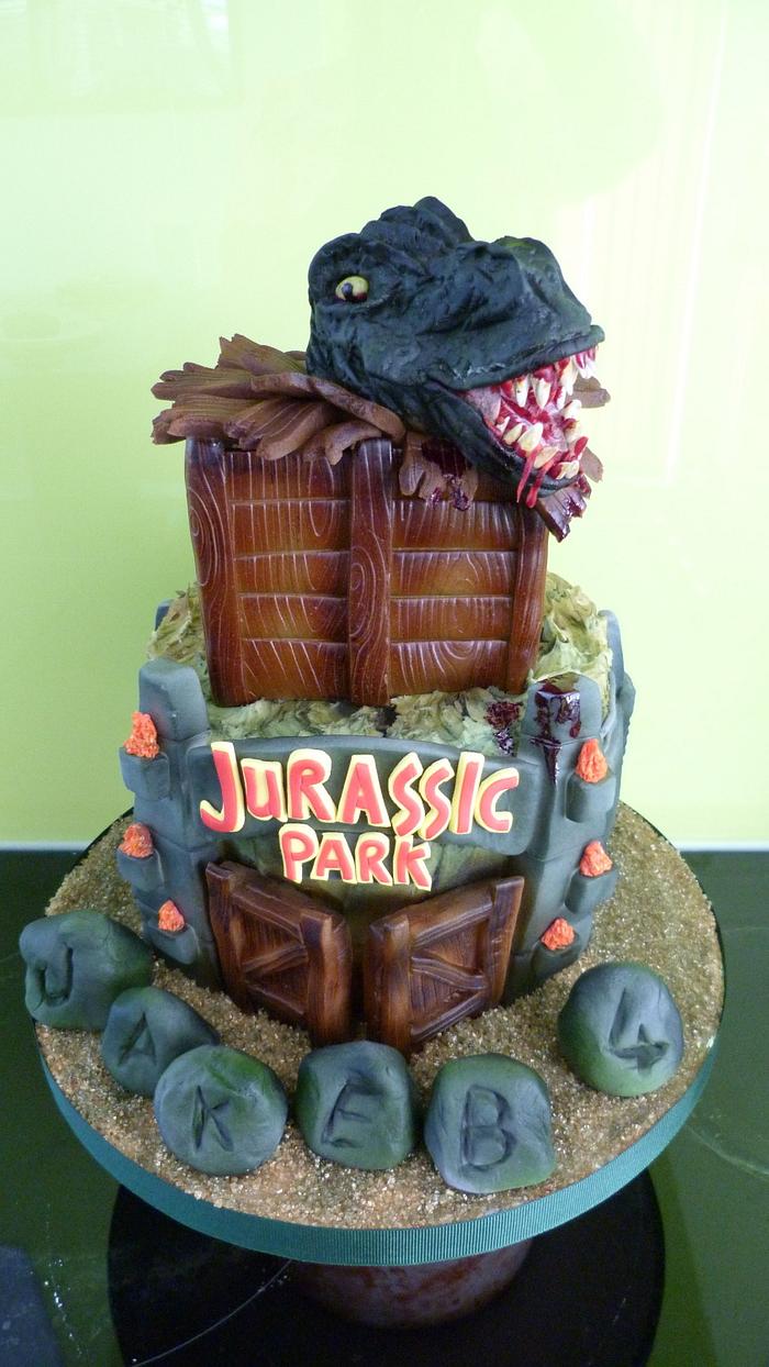 Jurassic Park Cake | This was a cake to remember, we were happy to have the  opportunity to make this amazing Three Tier!! Jurassic Park Cake. The cake  includes making T-Rex,... |
