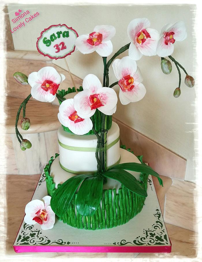 White Orchids Cake