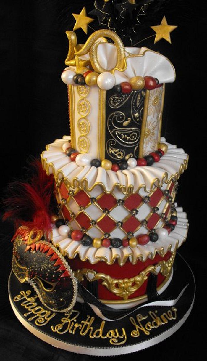 3 tier masquerade ball cake
