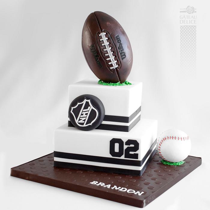 Multi sports themed cake