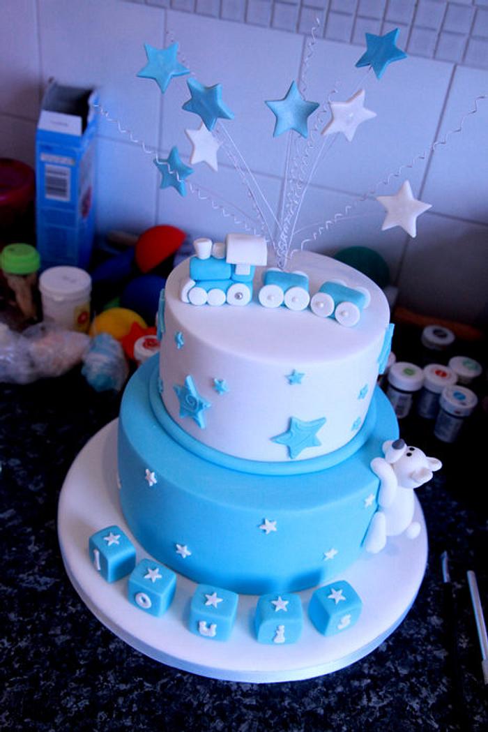Two tiered Christening cake