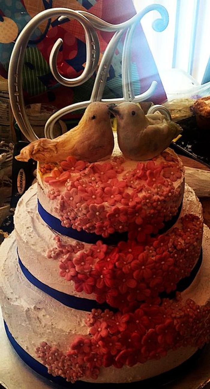 Small Wedding Anniversary Doves Cake