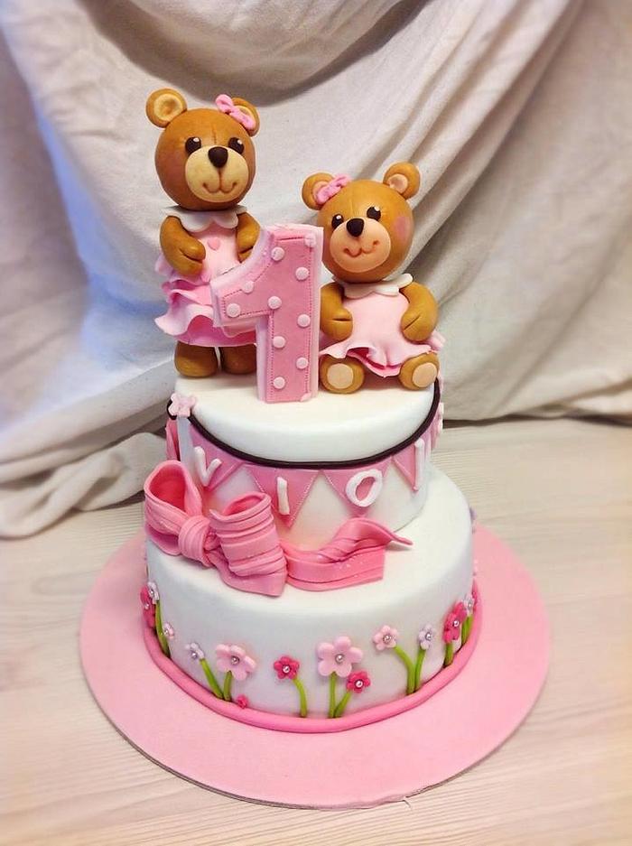 tow bears for first birthday
