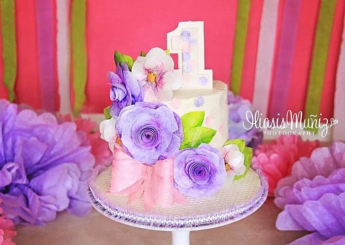 Floral Wafer Paper Smash Cake
