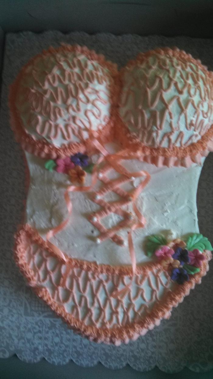 Peach Bachelorette corset cake