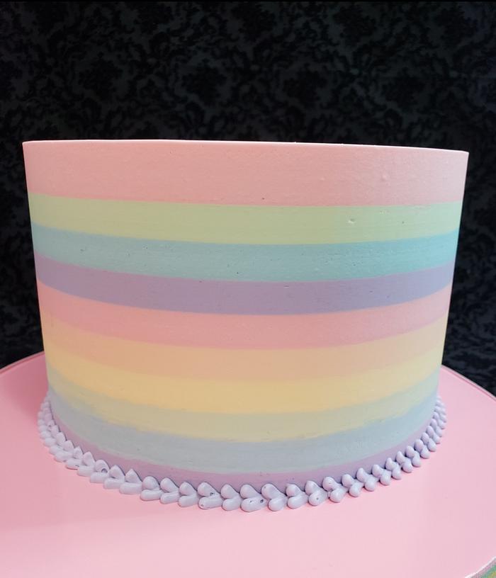 Rainbow stripes butter cream cake 