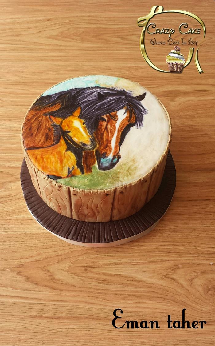 Hand painted horse cake