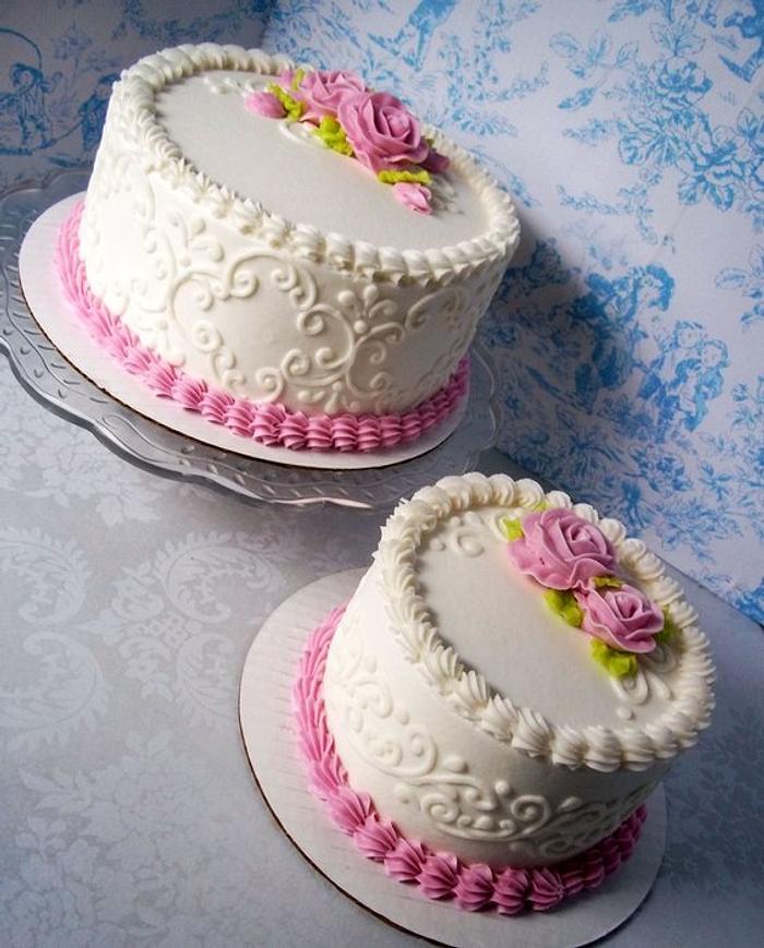 dusty pink rose cakes