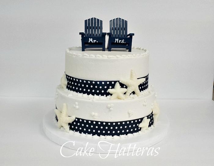 Navy Blue Beach Wedding Cake