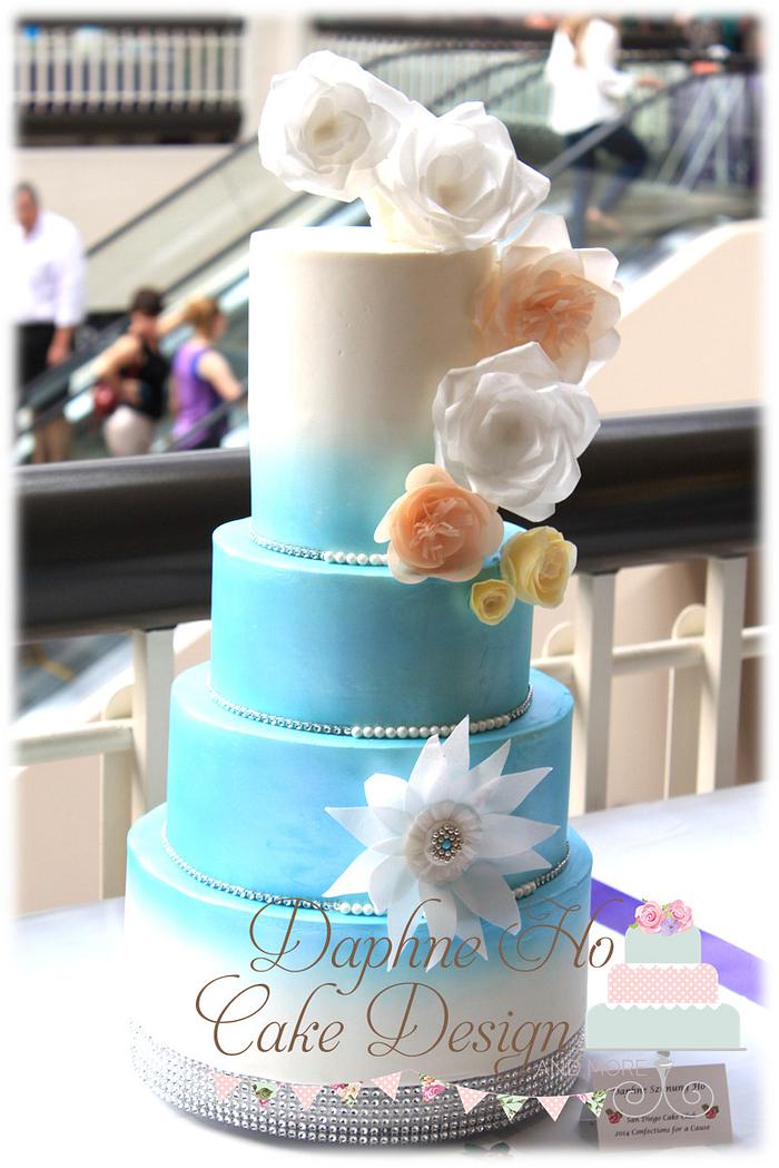Pearl blue wedding cake