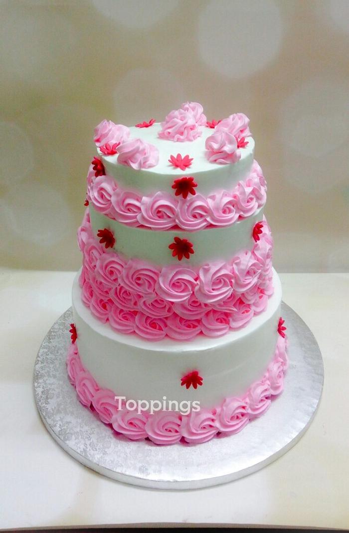 Three tier whipping cream cake