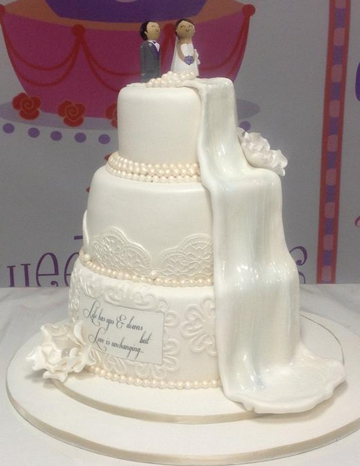 Waterfall wedding cake