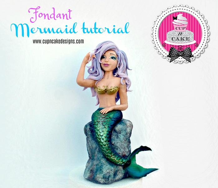 Mermaid fondant cake topper