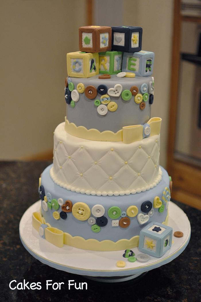 Blocks and Buttons Baby Shower cake
