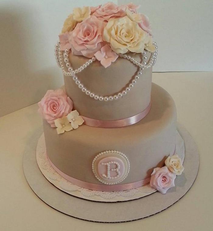 Simple elegant rose cake