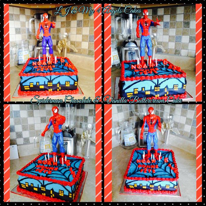 Spiderman vanilla and chocolate cake