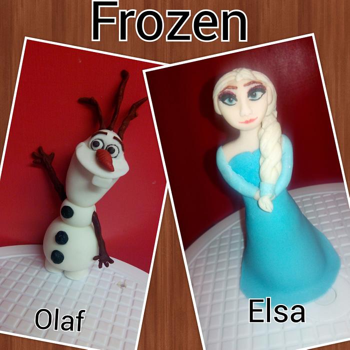 fondant Olaf and Elsa