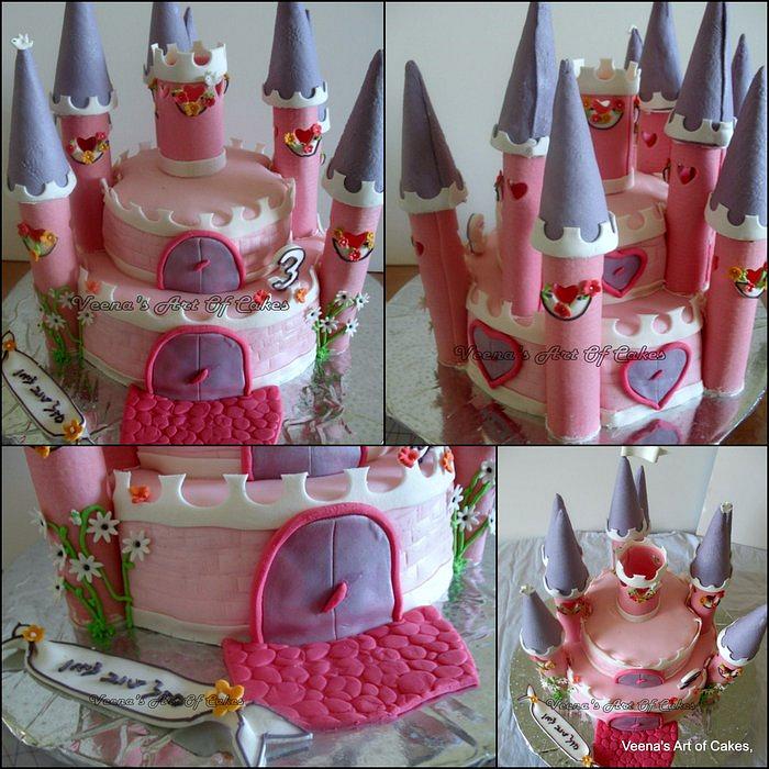 Castle Cake - Pink and White.