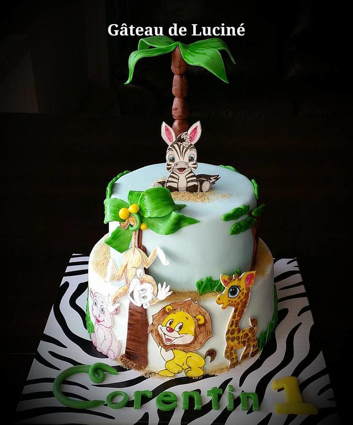 safari first birthday cake