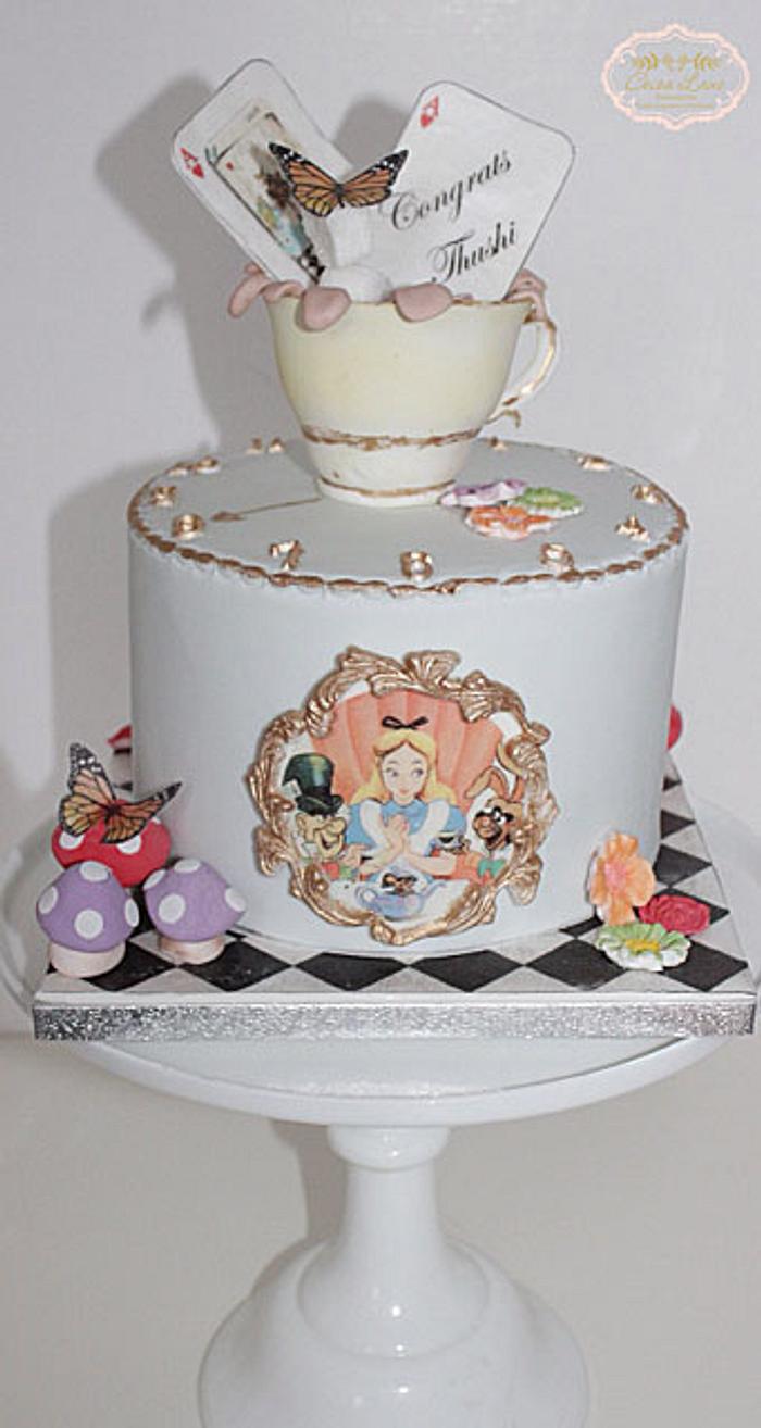 Alice in Wonderland baby shower cake