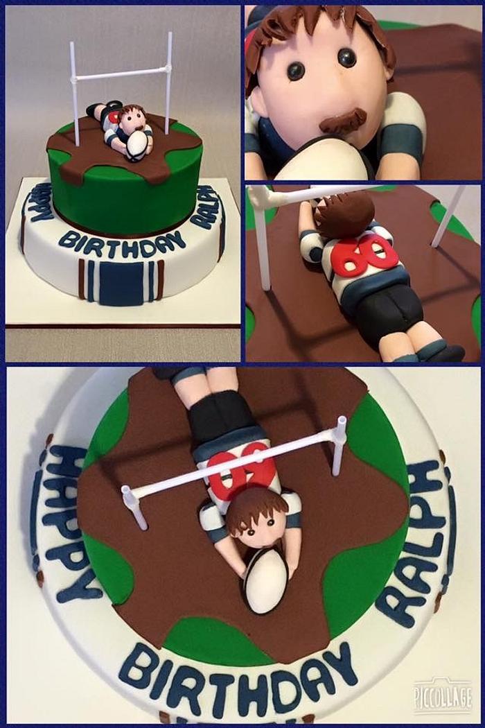 60th Birthday Rugby Theme Cake