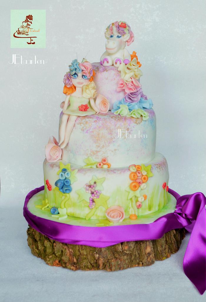 fairytale with unicorn cake