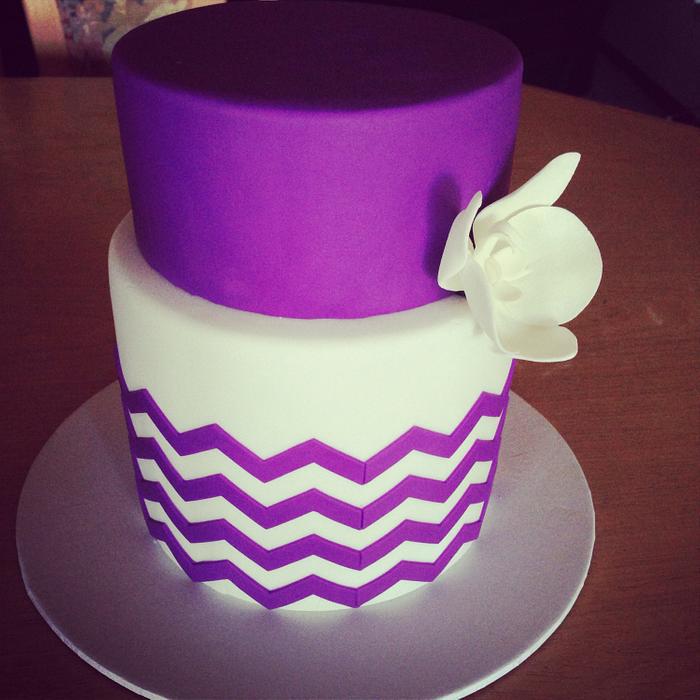 Purple chevron cake 
