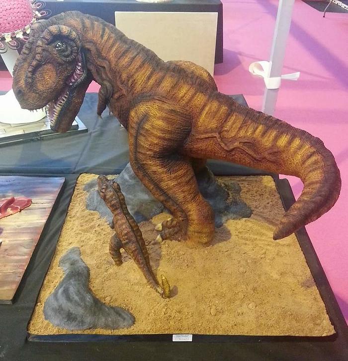 T-Rex and Baby T-Rex Cake