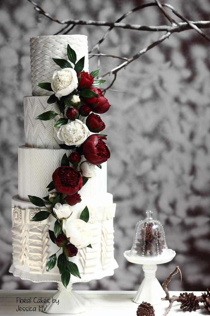 red christmas wedding cake