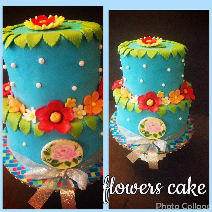 flowers themed cake
