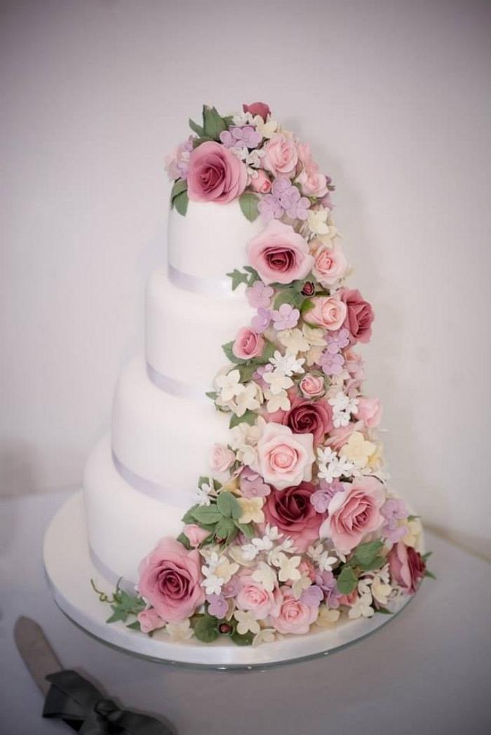 Romantic Cascade Wedding cake