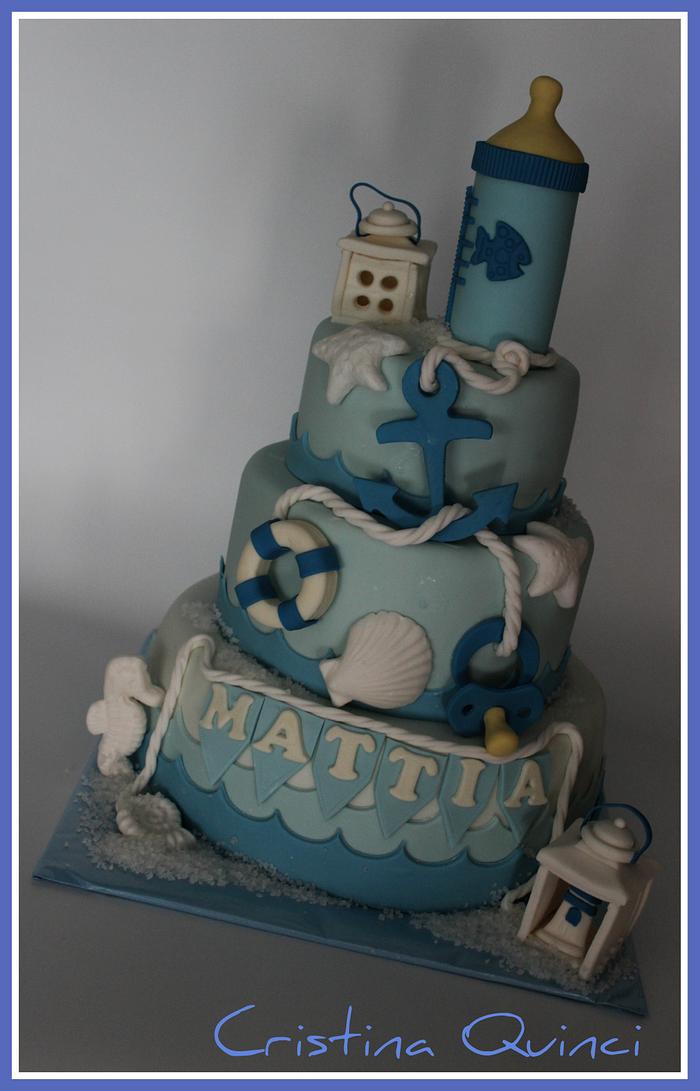 Baby baptism sea cake