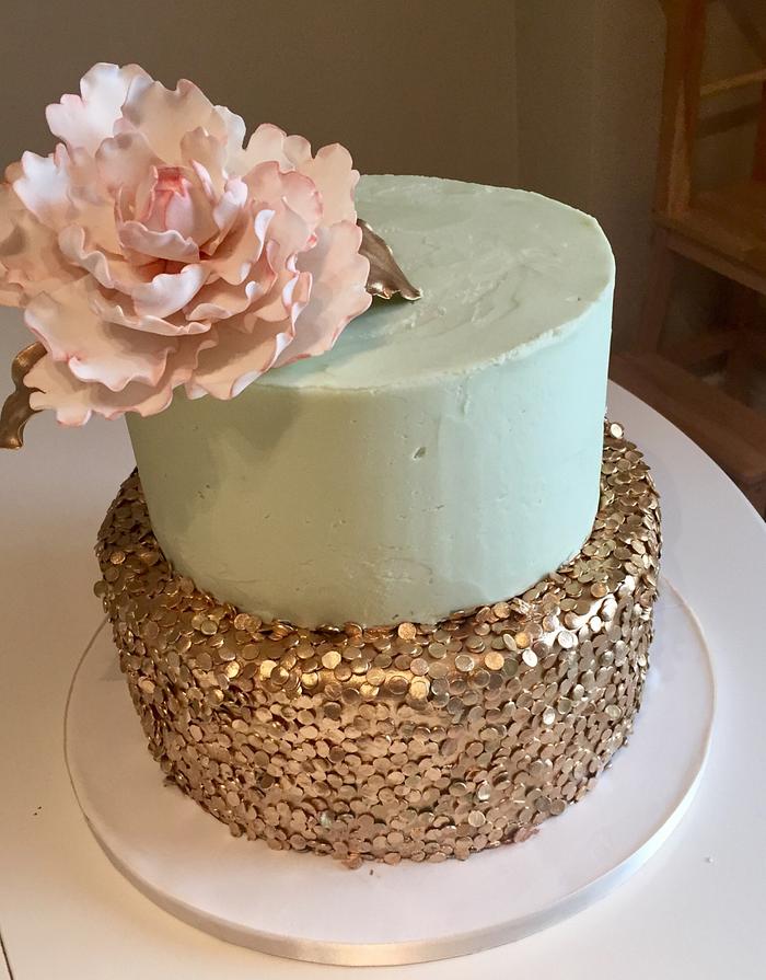 Sequin bridal shower cake