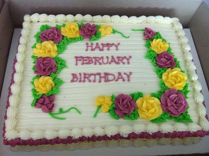 February Birthday Sheet Cake