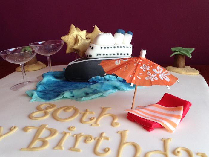 Cruise themed birthday cake