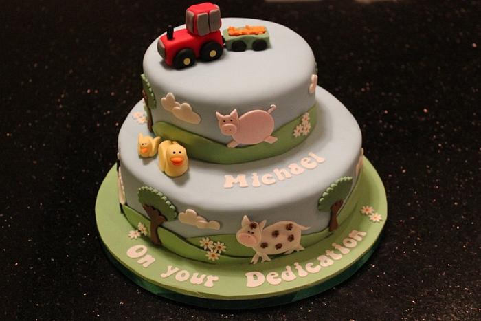 Farm animals dedication cake