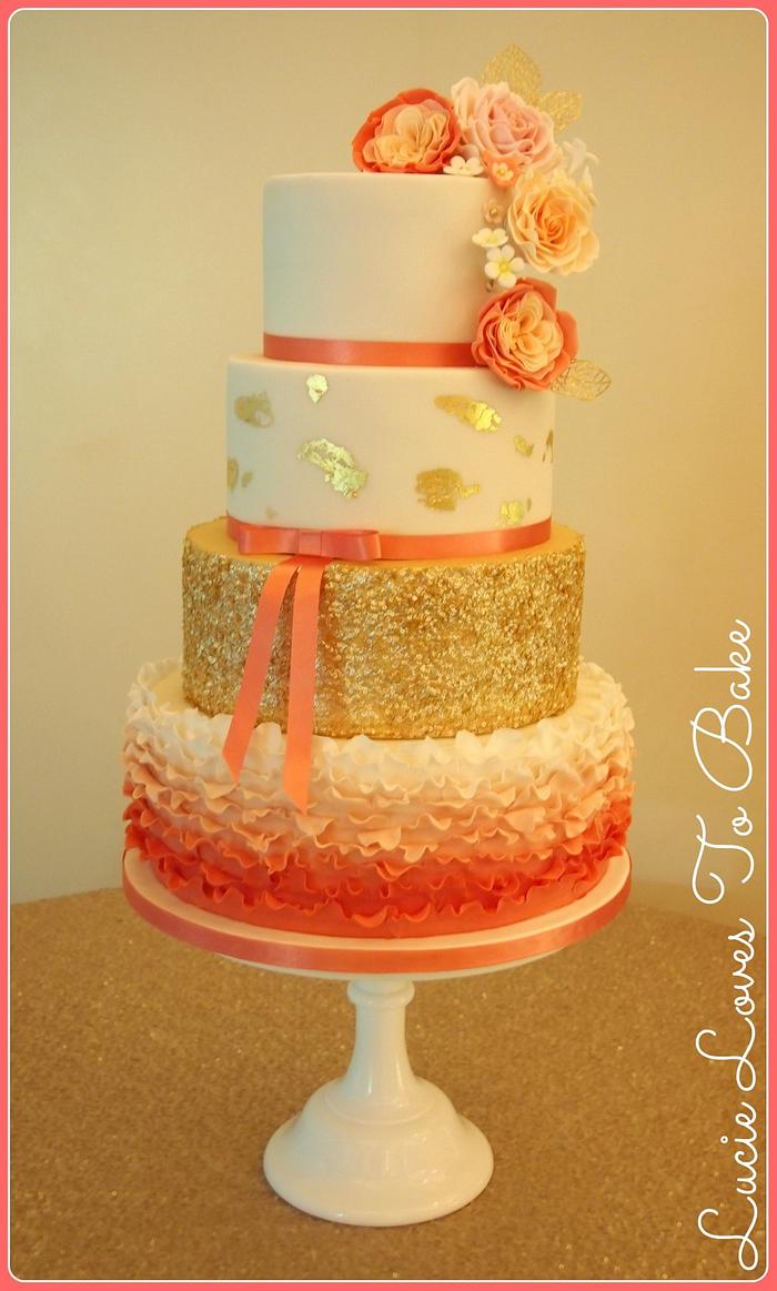 Coral Keely Wedding Cake