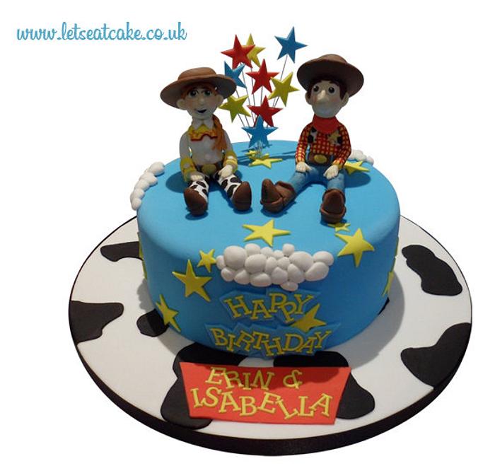 Toy Story Cake with handcrafted edible Woody & Jessie