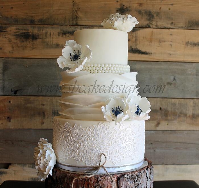 Lace and Ruffle Wedding Cake