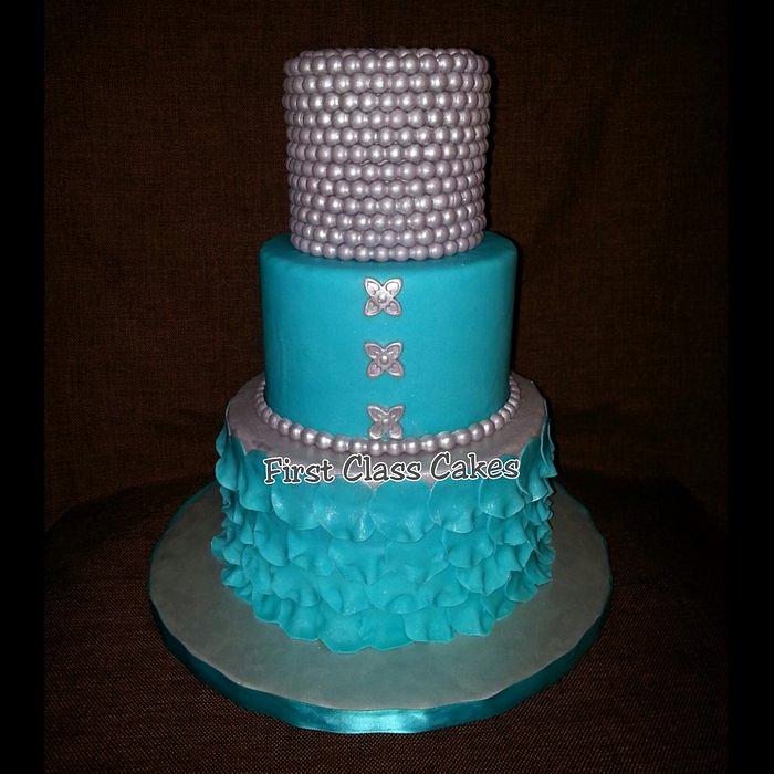 Tiffany Blue & Silver cake