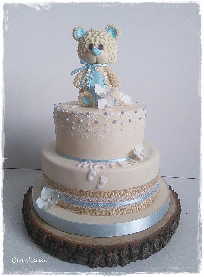 Teddy bear christening cake