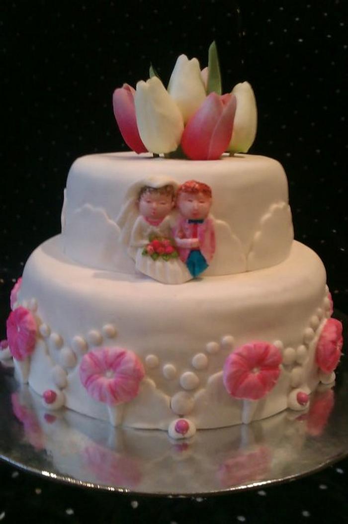 Pink & White wedding cake