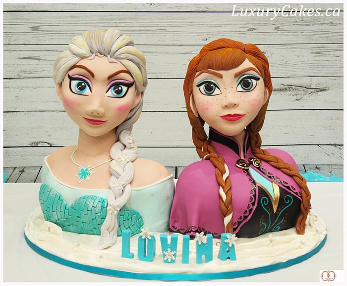 3D Elsa and Anna cake