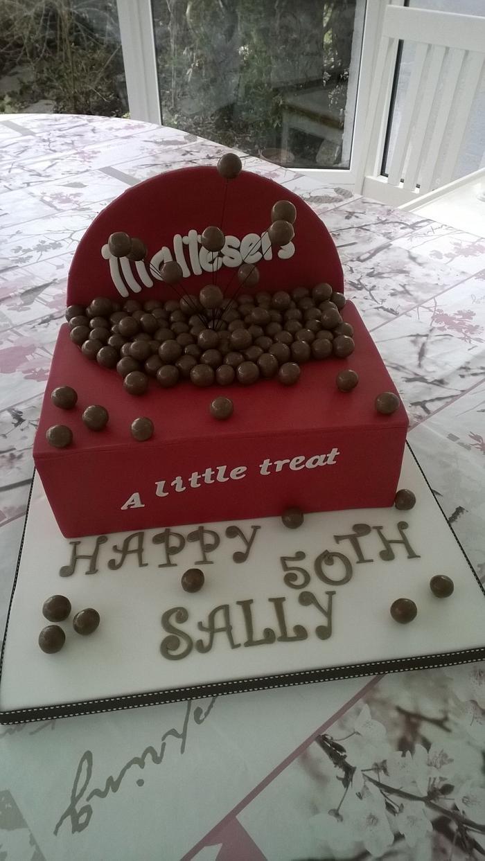 Box of Maltesers 50th Birthday Cake