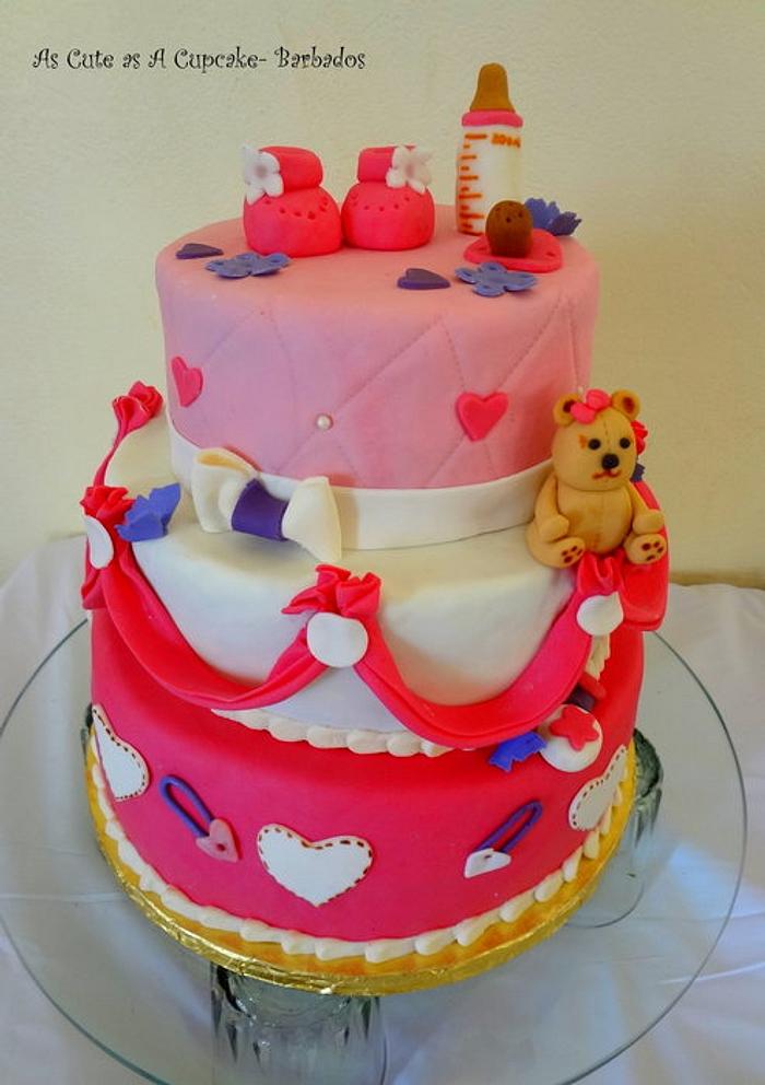 Sweet Baby Girl Tiered Shower Cake