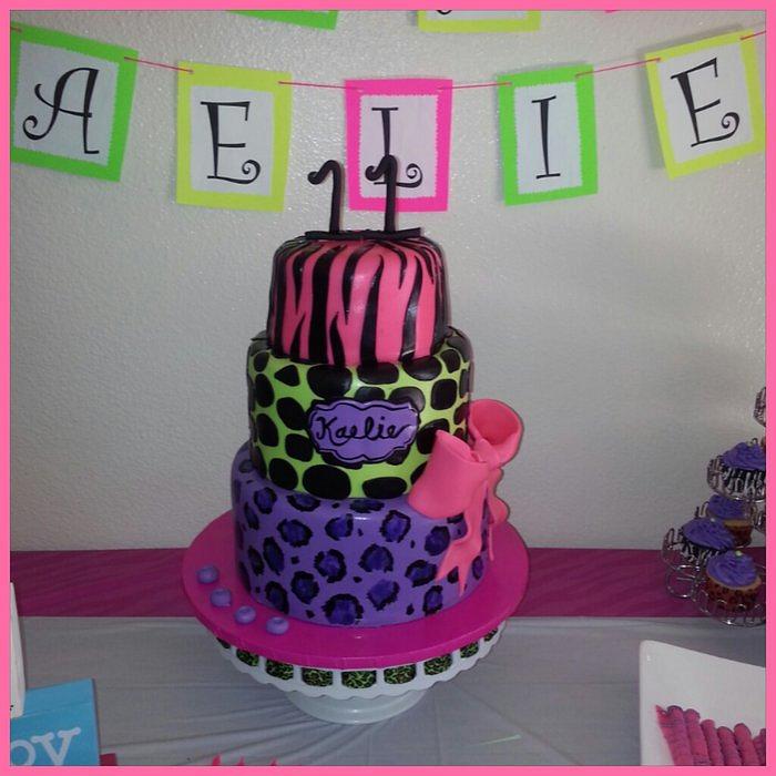 Neon Safari Cake