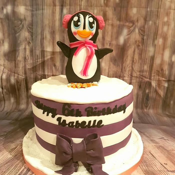 Winter wonderland penguin cake